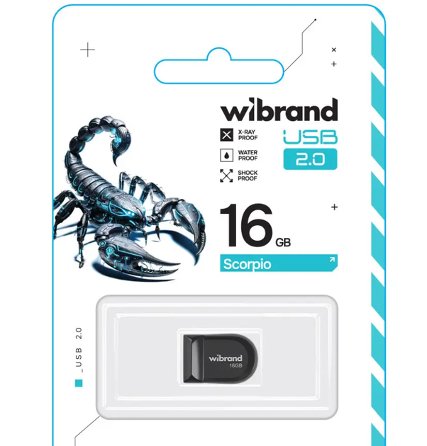 Флеш-накопичувач Wibrand USB 2.0 Scorpio 16Gb Black - изображение 2