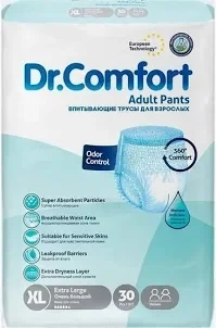 Подгузники-трусы для взрослых Dr. Comfort Extra Large XL 120–170 см, 30 шт, поглощающие трусики при недержании (5622) - изображение 2
