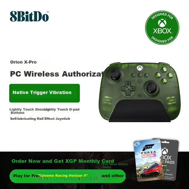 Геймпад 8BitDo Orion X-Pro трехрежимный Green - Фото 2 Геймпад 8BitDo Orion X-Pro трехрежимный Green - изображение 2