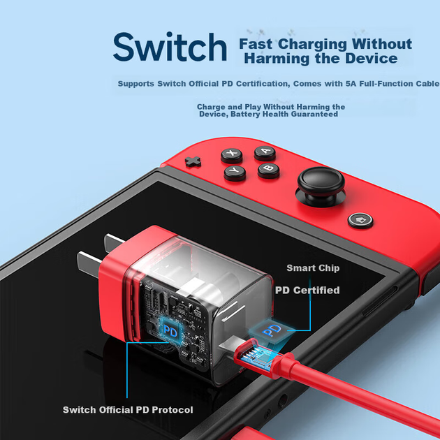 Док-кабель Jemdo для Nintendo Switch Red/Blue - Фото 3 Док-кабель Jemdo для Nintendo Switch Red/Blue - изображение 3