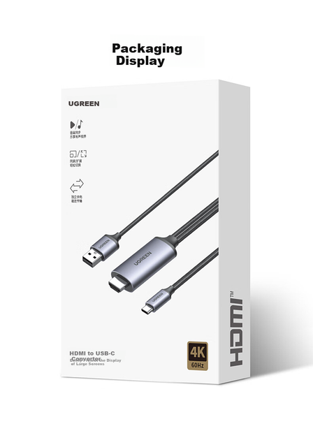 Адаптер UGREEN HDMI-Type-C 35984 з блоком живлення, 4K, 2 м - Фото 9 Адаптер UGREEN HDMI-Type-C 35984 з блоком живлення, 4K, 2 м - зображення 9