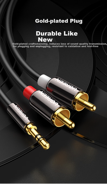 Кабель Ugreen 10590 3.5 мм - 2RCA 3 м Gold - зображення 5