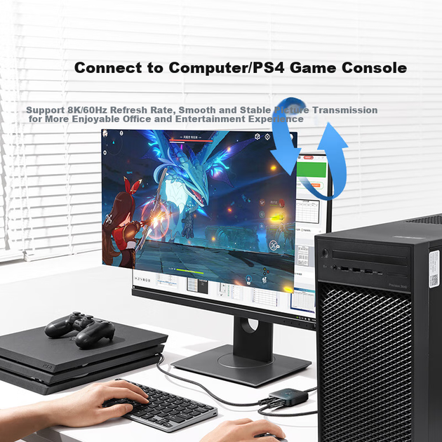 Відеокомутатор UGREEN 55495 HDMI 2.1 - Фото 5 Відеокомутатор UGREEN 55495 HDMI 2.1 - зображення 5