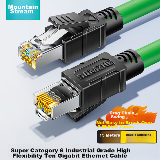 Патч-корд SAMZHE Cat 6a 10 Гбит/с двойно экранированный 15 м Зеленый (SPFC6A-150) - изображение 2