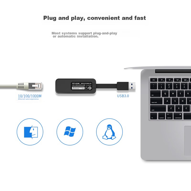 Адаптер TP-LINK USB 3.0 - RJ45 гигабитный без драйверов - Фото 4 Адаптер TP-LINK USB 3.0 - RJ45 гигабитный без драйверов - изображение 4