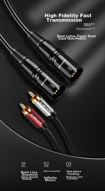 Аудіокабель ZHENWEI ZW-YPX220 RCA - XLR, 10 м - зображення 4
