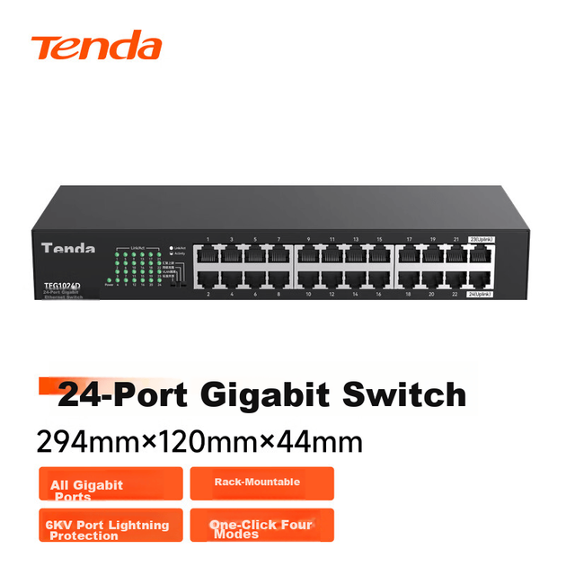 Коммутатор Tenda TEG1024D, 24 порта, гигабитный, настольный - изображение 5