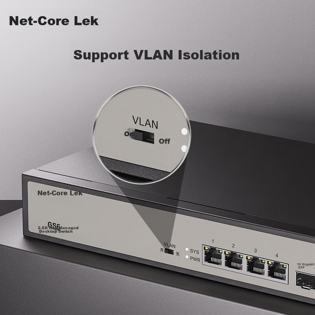 Коммутатор Netcore GS6 6-портовый управляемый 2.5G с оптическими портами SFP, VLAN - изображение 8