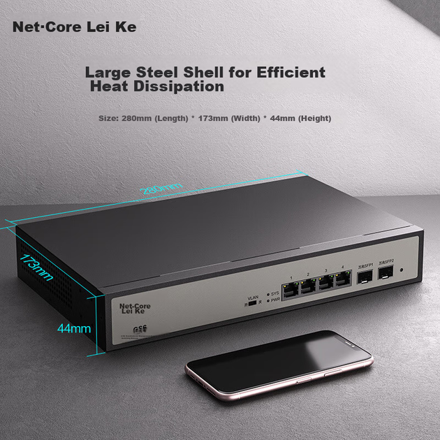 Коммутатор Netcore GS6 6-портовый управляемый 2.5G с оптическими портами SFP, VLAN - изображение 9