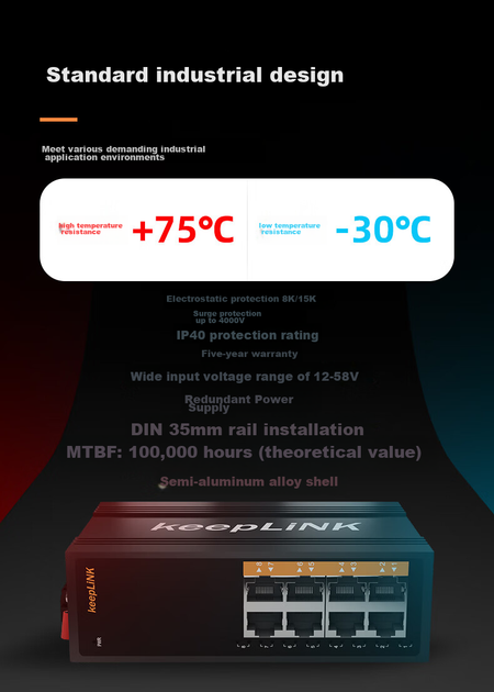 Коммутатор KeepLINK KP-9000 промышленный, 8-портовый - изображение 10
