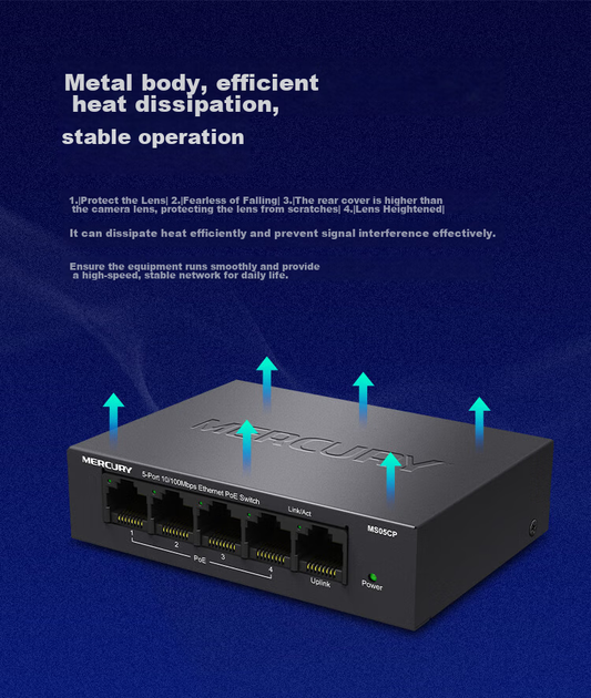 Коммутатор MERCURY MS05CP 5-портовый 100Мбит/с 4×PoE для видеонаблюдения - Фото 10 Коммутатор MERCURY MS05CP 5-портовый 100Мбит/с 4×PoE для видеонаблюдения - изображение 10