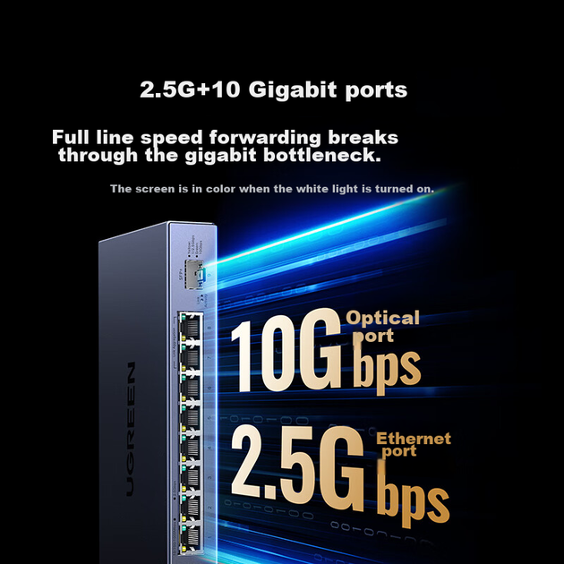 Коммутатор UGREEN 35049, 2.5G, 8 портов + оптический 10G - изображение 4
