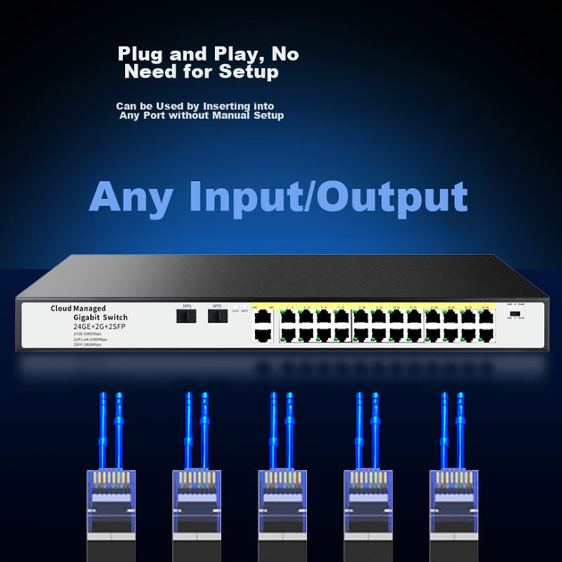 Коммутатор Huoyi 28 портов гигабитный, 26+2 SFP - изображение 5