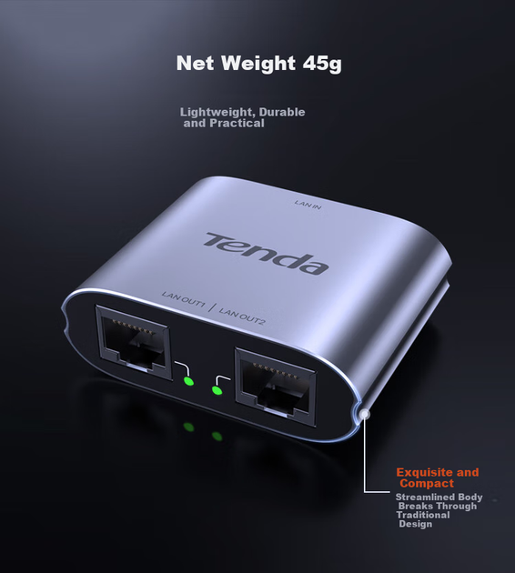 Коммутатор Tenda SG103M сетевой 2 порта гигабитный - изображение 9