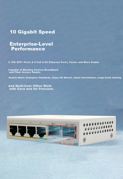 Коммутатор ZTE LUMA006 6 портов 2.5G Ethernet 10G корпоративный для видеонаблюдения - изображение 4
