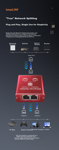 Розгалужувач KeepLINK KP-9000 мережевий гігабітний комутатор - зображення 6