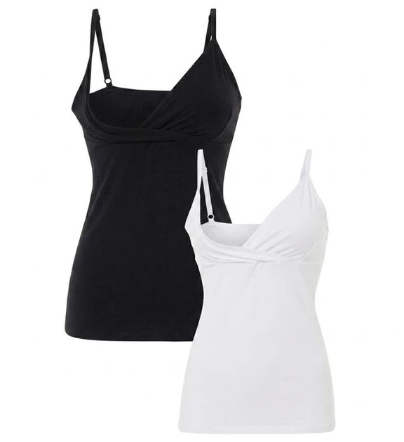 Майка для кормящих мам с вшитым топом 2 шт. для женщины Esmara LYCRA® 473691 L черный, белый - изображение 2