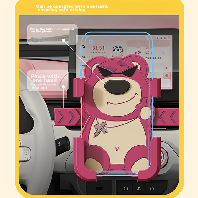 Держатель для телефона Dipuer Strawberry Bear для электровелосипеда, крепление для телефона для велоспорта, противоударный кронштейн для крепления телефона на мотоцикл, скутер или велосипед, в стиле руля. - изображение 8