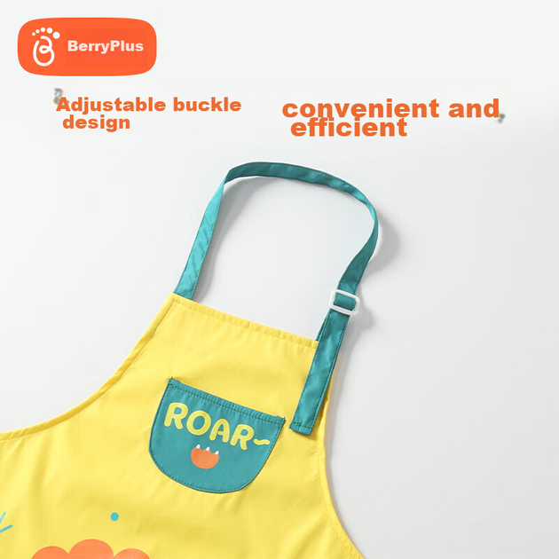 Фартук Babyprints, детский фартук-рубашка, одежда для рисования для малышей, кухонный набор, водонепроницаемый и грязеотталкивающий, с рукавами, милый дизайн с кроликом. - изображение 8