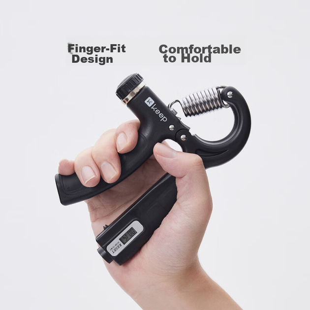 Регулируемый тренажер для укрепления хвата Keep Adjustable Counting Grip Strengthener для тренировки рук, реабилитационный мяч для запястья для мужчин, тренировка рук для детей, черный. - зображення 8