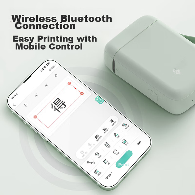 Портативний термопринтер Deli Q1A Green для домашнього використання, друку іменних етикеток для журналів, подарунків для студентів, етикеток для зберігання книг, цінників на продукти харчування, підключення до мобільного Bluetooth - зображення 5