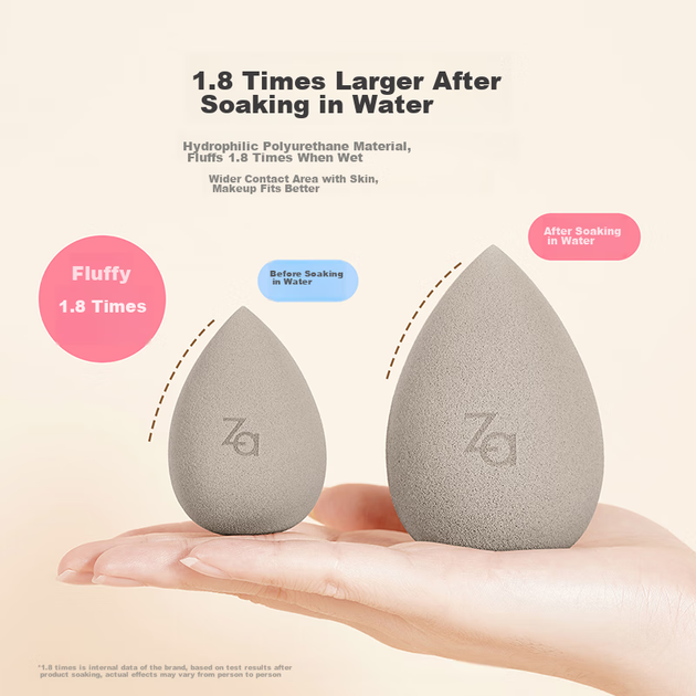Удосконалений спонж для макіяжу ZA Beauty Blender *1 шт., м'який спонж для макіяжу, що підходить як для вологого, так і для сухого нанесення, а також для пудри. - зображення 5