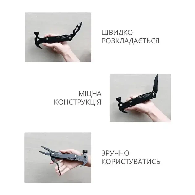 Мультитул Claw Hammer 21-в-1 с молотком и гвоздодером, черный - изображение 4