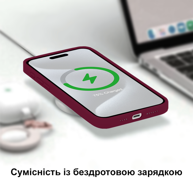 Чохол силіконовий Silicone Case Full Size для iPhone 17 Air протиударний з мікрофіброю всередині Maroon MC-12036 - зображення 5