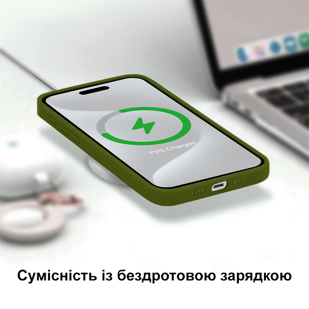 Чохол силіконовий із мікрофіброю для iPhone 11 Pro захист камери класичний 45.Army Green MC-10949 - зображення 5