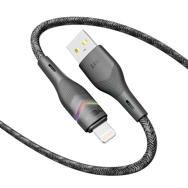 Кабель USB YOKI RGB YK-RG24 Lightning 2.4A 1.2m с подсветкой для передачи данных и зарядки белый - Фото 3 Кабель USB YOKI RGB YK-RG24 Lightning 2.4A 1.2m с подсветкой для передачи данных и зарядки белый - изображение 3