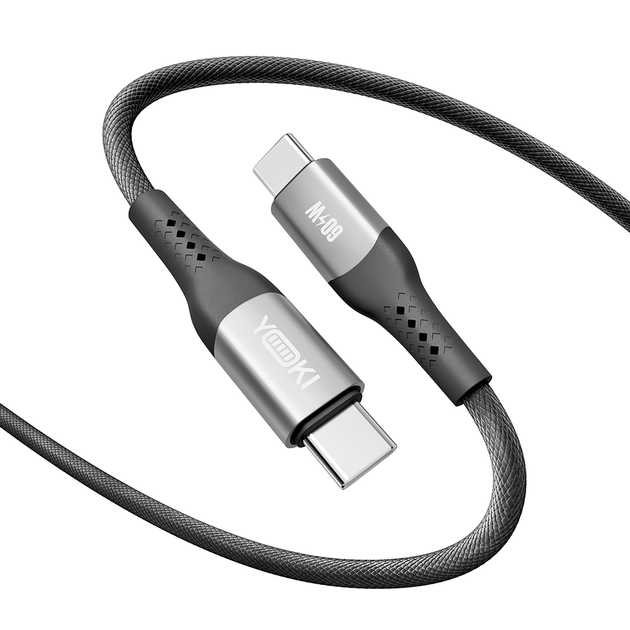 Кабель USB YOKI SOLID YK-SO15 Type-C to Type-C 60W 1.2m с защитой от изломов стойкие коннекторы черный - изображение 4