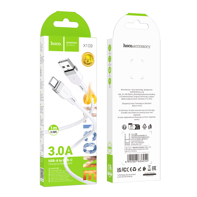 Кабель USB Hoco X109 силіконовий Type-C 3A для швидкого заряджання та передавання даних 1 м чорний - Фото 4 Кабель USB Hoco X109 силіконовий Type-C 3A для швидкого заряджання та передавання даних 1 м чорний - зображення 4
