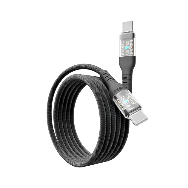 Кабель USB YOKI CYBER YK-CY23 Type-C to Type-C 60W 1.2m прочный с эластичной оплеткой Black - изображение 4
