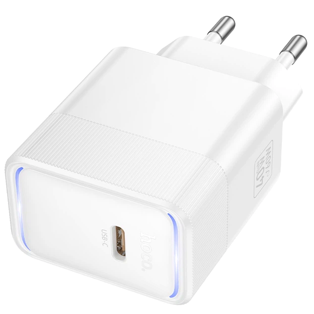 Сетевое зарядное устройство Hoco CS113A USB-C PD3.2 60W с быстрой зарядкой LED подсветка белый - изображение 3