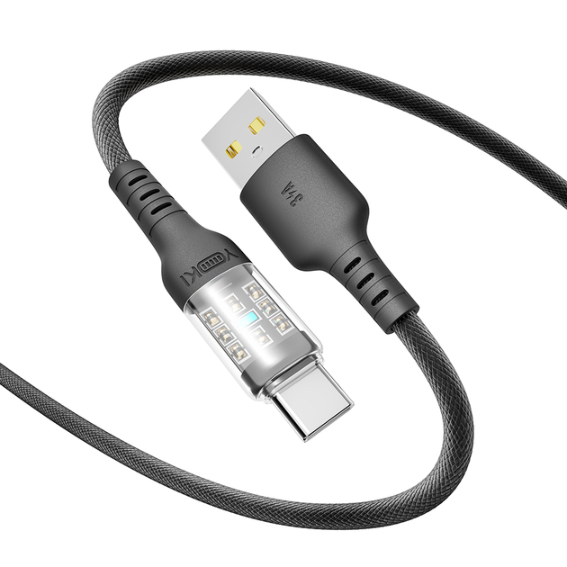 Кабель USB YOKI CYBER YK-CY23 Type-C 3A 1.2m прочный с текстурированной оплеткой черный - изображение 3