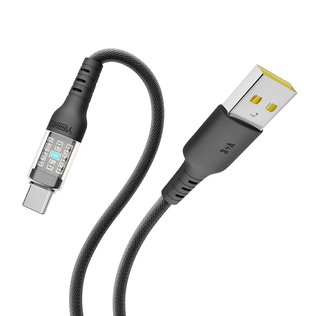 Кабель USB YOKI CYBER YK-CY23 Type-C 3A 1.2m прочный с текстурированной оплеткой черный - изображение 4
