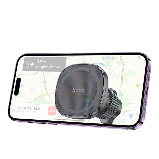 Автотримач Hoco H34 Magnetic Ring для смартфонів 4.5-7 дюймів магнітний із гаком чорний - зображення 7