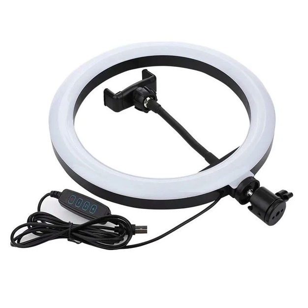 Лампа Fill Light 20cm QX-200 кольцевая с USB управлением яркостью для смартфонов и камер черная - изображение 2