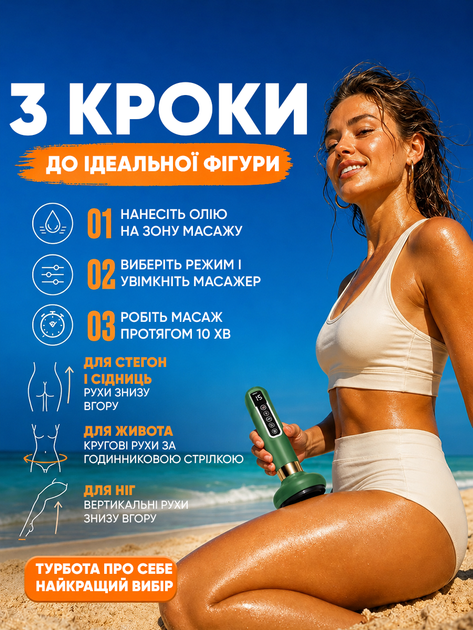 Масажер вакуумний антицелюлітний для тіла попи рук живота ніг з інфрачервоним підігрівом LPG Cupping Massager 12 режимів + 10 режимів вакуума лімфодренажний ефект гуаша та баночного масажу Зелений - зображення 2