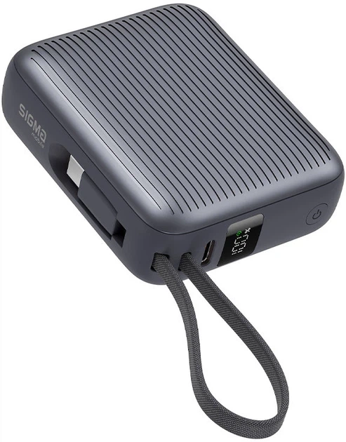 Мобільна батарея Sigma mobile X-power 10000 мА·год 35 Вт LED Type-C Сіра (SI10A5QL) - зображення 5