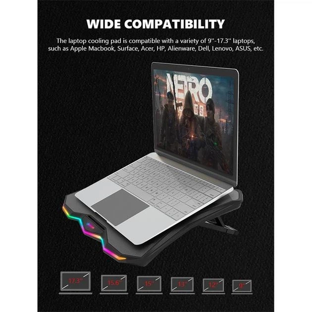 Держатель для ноутбука Marvo CoolingPad FN-40 9–17.3" с 2 USB Черный (FN-40) - Фото 8 Держатель для ноутбука Marvo CoolingPad FN-40 9–17.3" с 2 USB Черный (FN-40) - изображение 8