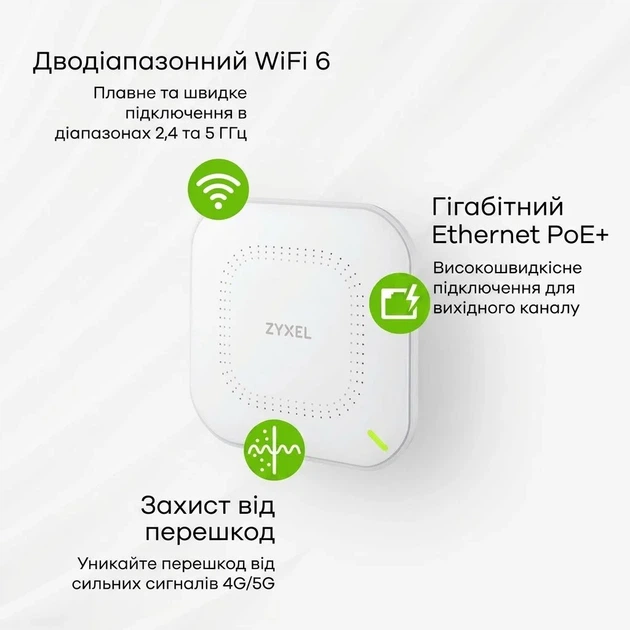 Точка доступа Zyxel Cloud WiFi 6 NWA90AX AX1800 White (102247331) - Уценка - изображение 3