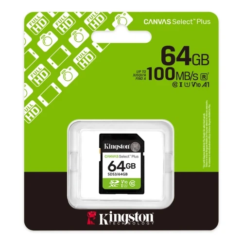 Карта пам'яті SDXC, 64Gb, Kingston Canvas Select Plus, Class10 UHS-I U1 V10, до 100 МБ/с (SDS3/64GB) - Фото 3 Карта пам'яті SDXC, 64Gb, Kingston Canvas Select Plus, Class10 UHS-I U1 V10, до 100 МБ/с (SDS3/64GB) - зображення 3