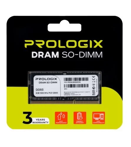 Пам'ять SO-DIMM, DDR3, 8Gb, 1600 MHz, ProLogix, 1.35V, CL11 (PRO8GB1600D3S) - изображение 2