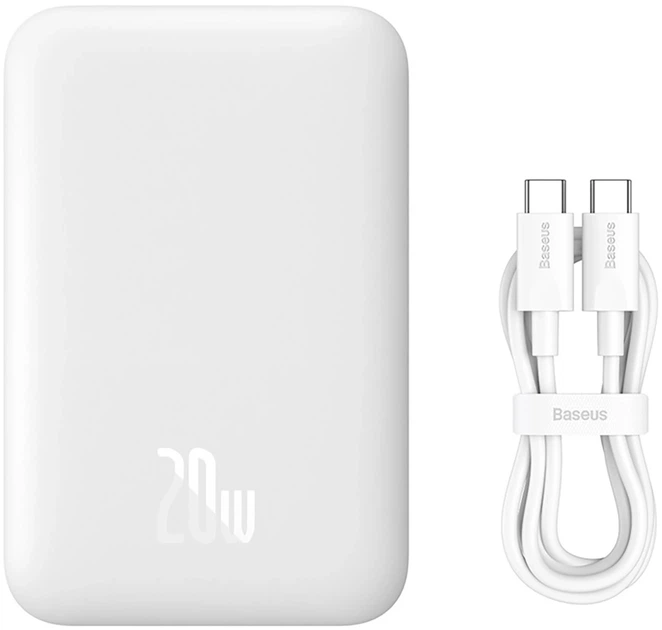 УМБ Baseus Magnetic Mini Air MagSafe 6000 mAh 20 W White (PPCXM06A) - Фото 2 УМБ Baseus Magnetic Mini Air MagSafe 6000 mAh 20 W White (PPCXM06A) - изображение 2