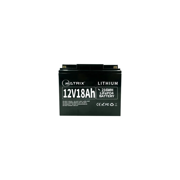 Аккумуляторная батарея LiFePo4 Matrix 12.8V-18Ah 230.4Wh 181х77х166мм (MLR 1218) - изображение 2