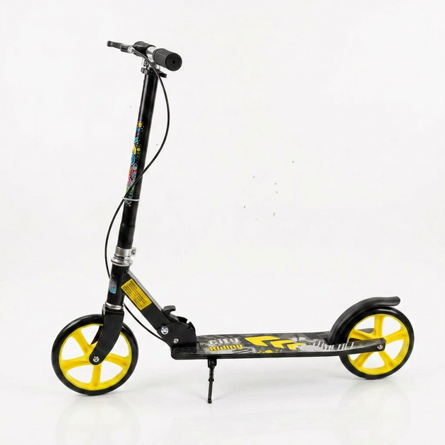 Самокат двухколесный складной с колесами 200 мм Scooter City Riding 671-2-1 Black-Yellow - изображение 3