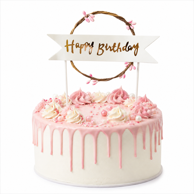 Топпер Для Торта Гілочка Весни Happy Birthday Без підсвічування - зображення 2