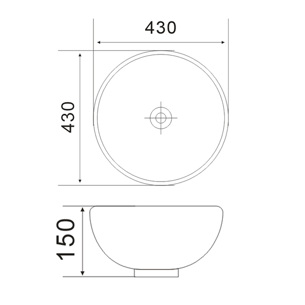 Умывальник накладной Mixxus Premium Ellipse-0205 430х430 круглый, белый (MP6530) - Фото 3 Умывальник накладной Mixxus Premium Ellipse-0205 430х430 круглый, белый (MP6530) - изображение 3