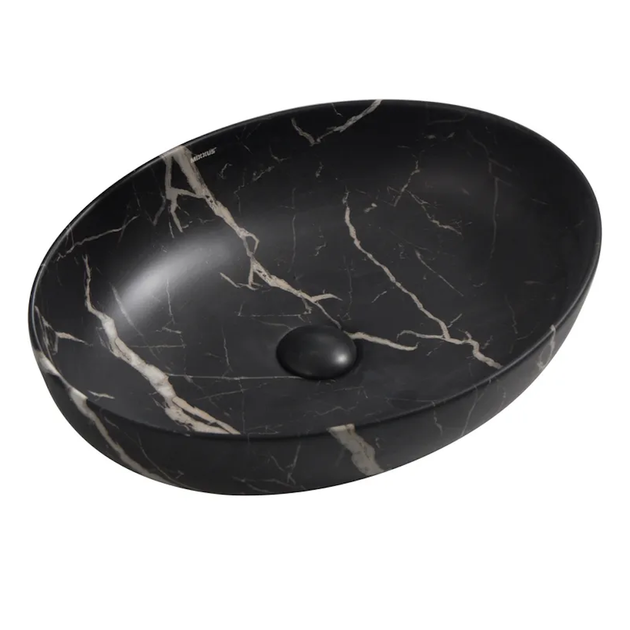 Умывальник накладной Mixxus Premium Ellipse-0102 Marble 515х400 овальный, черный матовый (MP6552) - Фото 1 Умывальник накладной Mixxus Premium Ellipse-0102 Marble 515х400 овальный, черный матовый (MP6552) - изображение 1